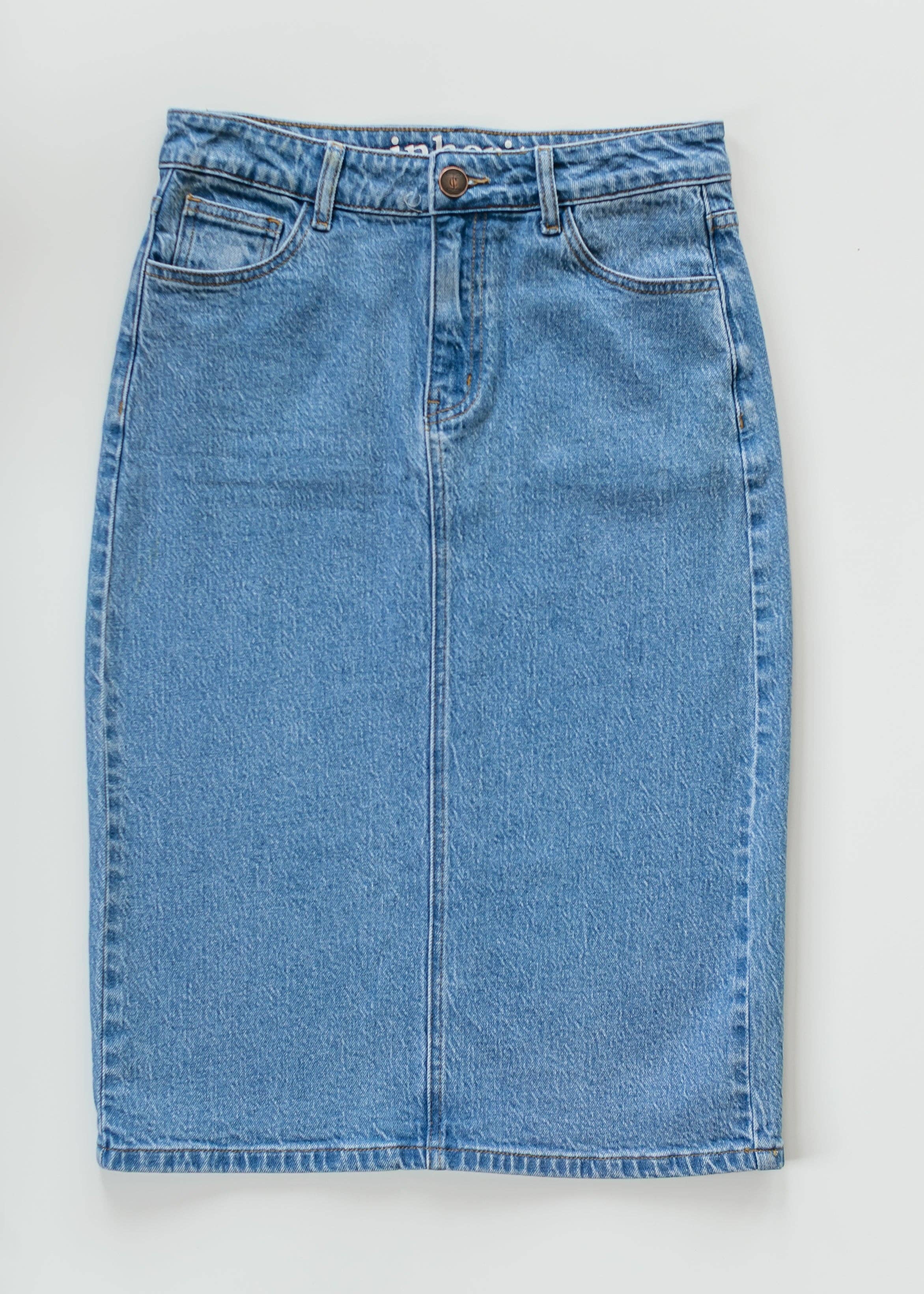 Remi Denim Classic Wash Midi Skirt