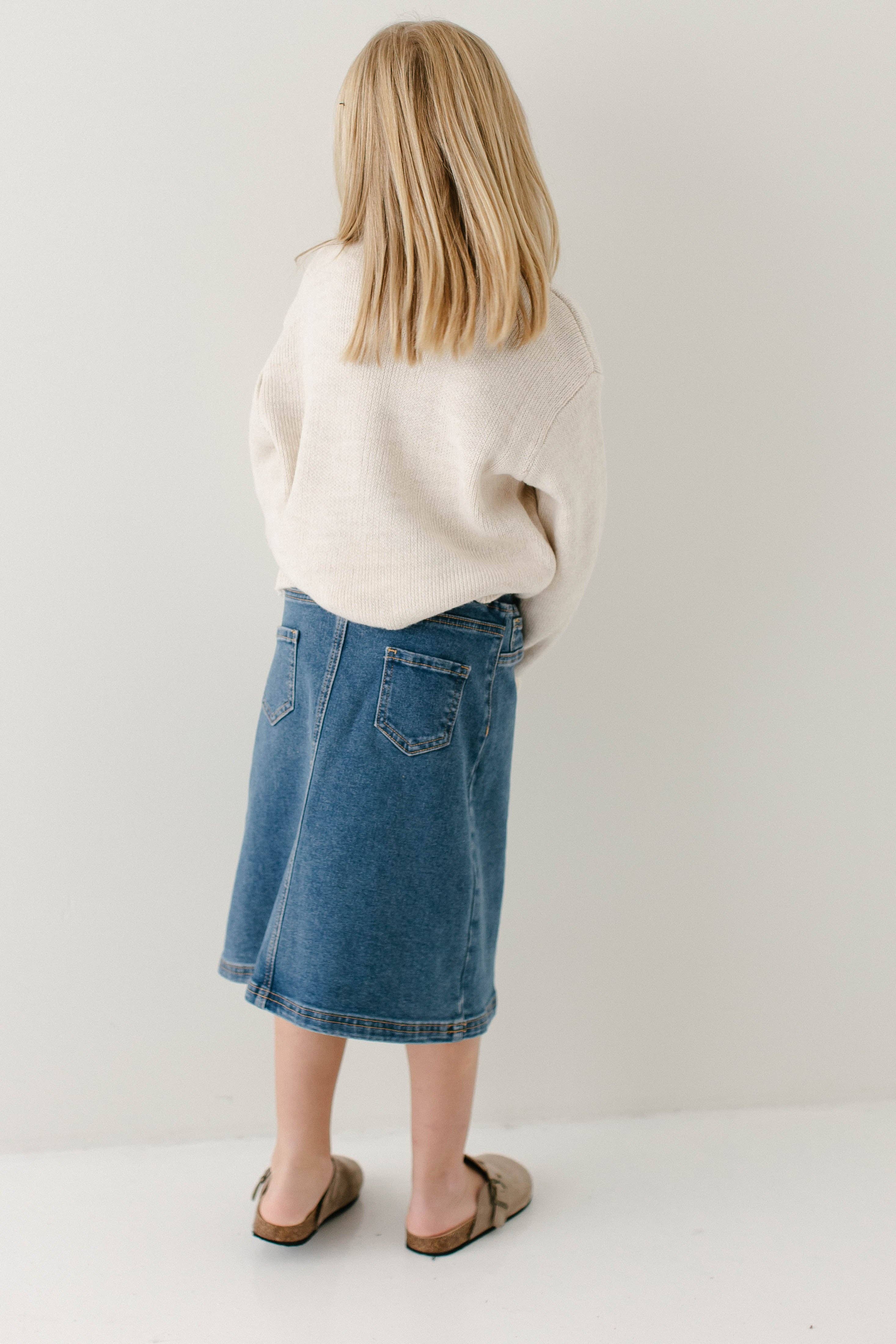 'Ava' Girl Denim Skirt in Medium Wash