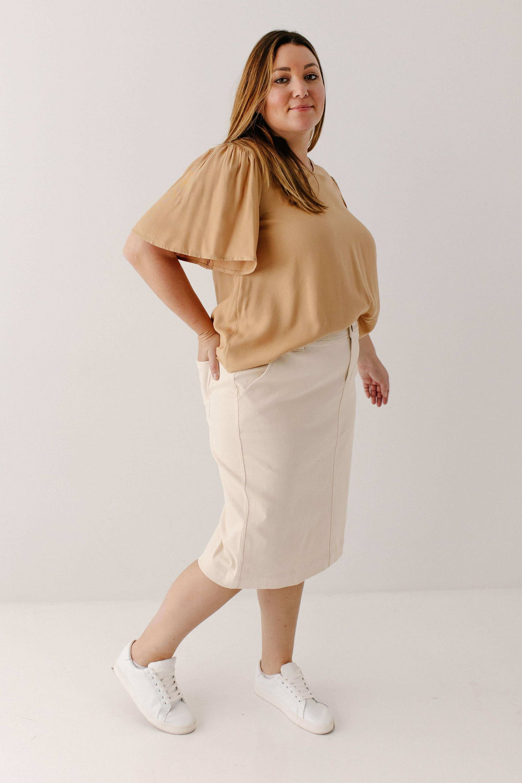 'Adrian' Classic Denim Midi Skirt FINAL SALE