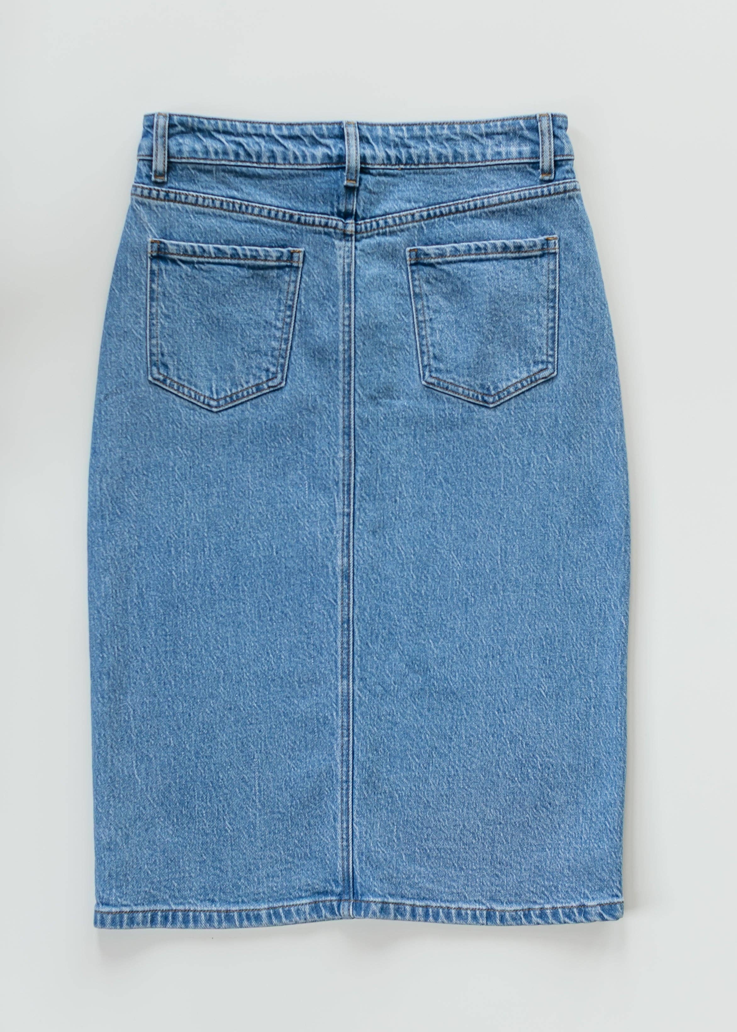 Remi Denim Classic Wash Midi Skirt
