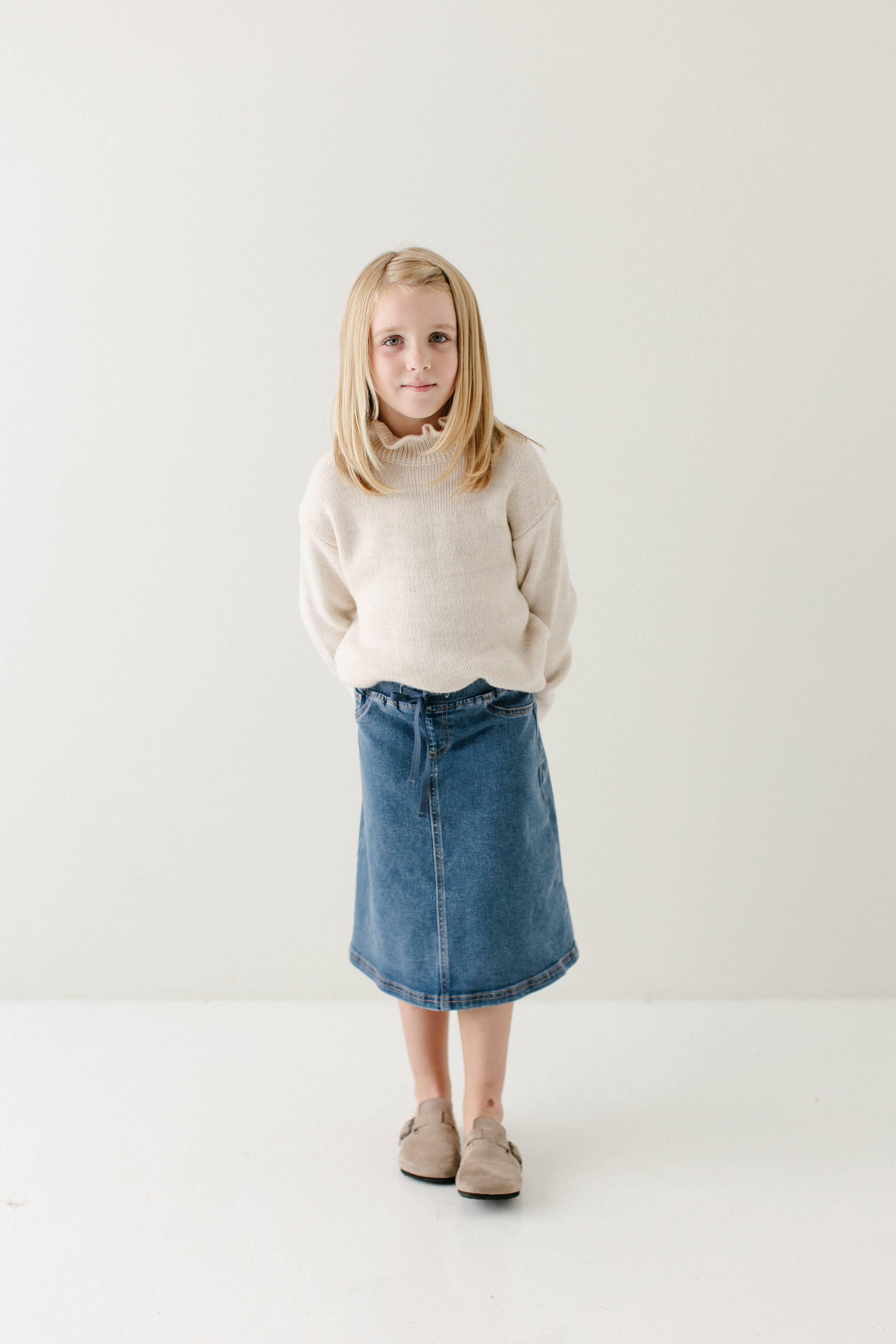 'Ava' Girl Denim Skirt in Medium Wash