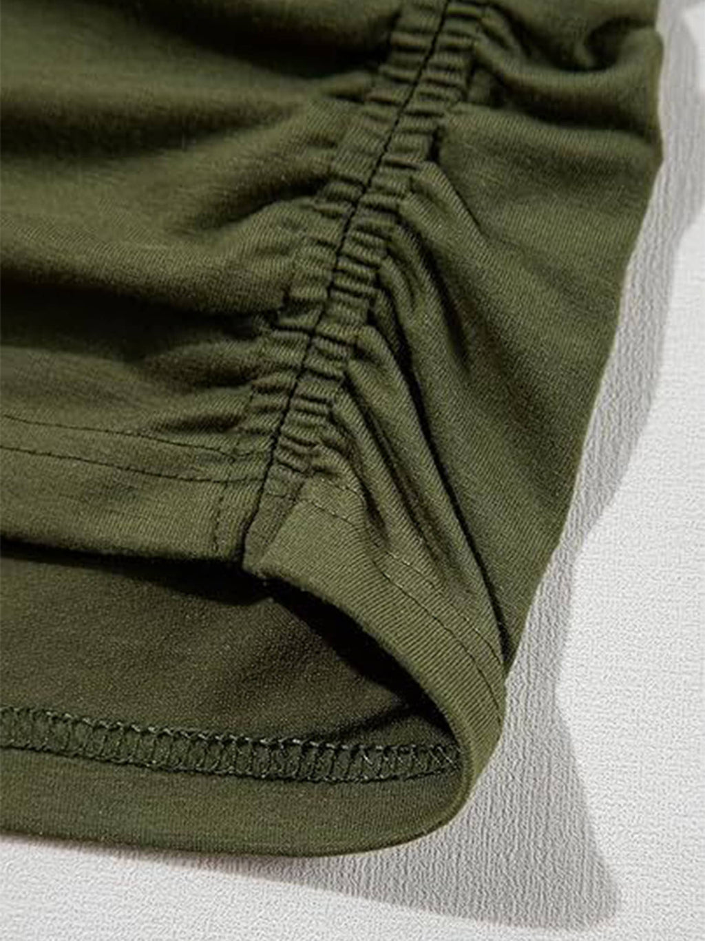 Solid Color Pleated Short Sleeved Top